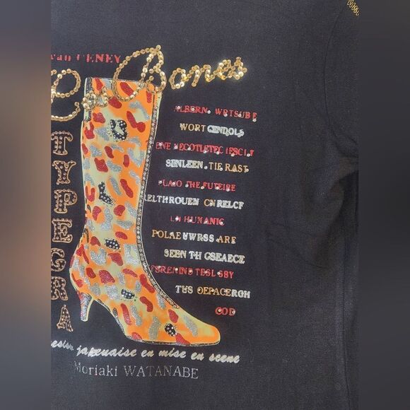 VTG PAOLO SANTINI L Boot Print Beaded Sequin “Las Botas”Pullover Turtleneck Top - Picture 3 of 14